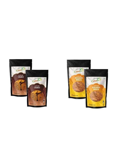 Wheafree Gluten Free Chakli (Murukku) (Pack Of 2 X 400 G) & Bikaneri Bhujia 400G Each)
