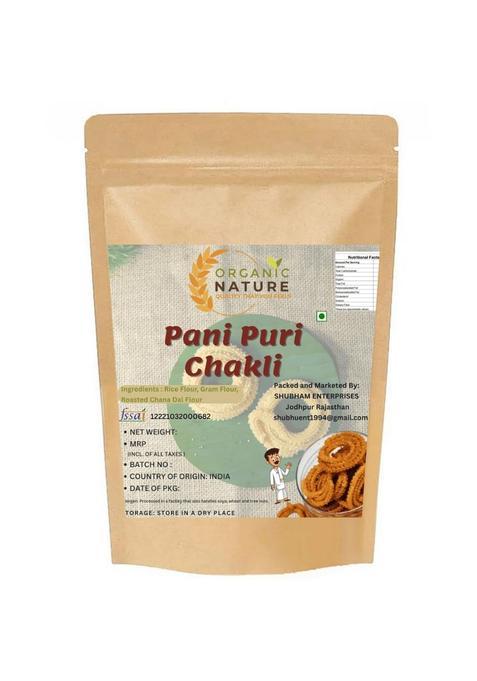 Organic Nature Pani Puri Flavoured Chakli 250G | Crunchy Indian Snack Tangy & Spicy Taste Festive Special Namkeen