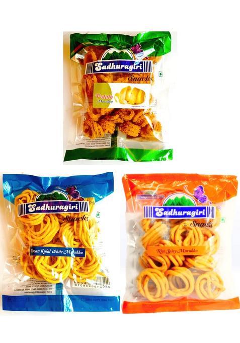 Sadhuragiri Flavored Theni Muruku - Pack Of 3 X 120Gm Rice, Spicy & Potato