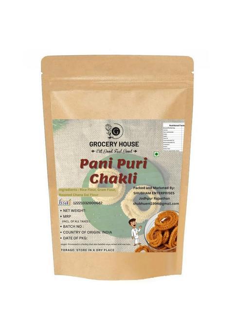 Grocery House Pani Puri Flavoured Chakli 250G | Crunchy Indian Snack Tangy & Spicy Taste Festive Special Namkeen