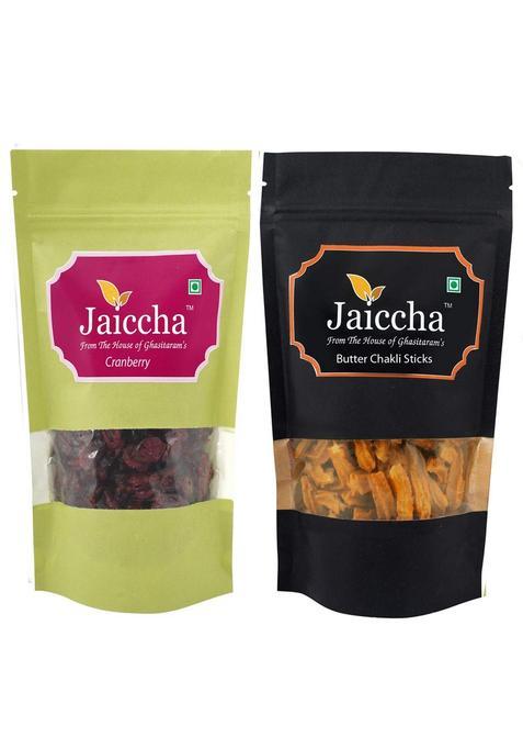 Jaiccha Ghasitaram Gifts - Cranberry 100 Gms And Butter Chakli Sticks Pouch|Gift Hamper|Diwali Gift Hamper|Food Hampers|Gourmet Hampers|