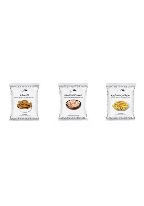 Paruu Chakoli, Roastedpeanut & Sevgudchikki Combo Of 3 | 200 Each Tasty Crunchy Indian Snack Mix For Tea Time, Travel Get-Togethers