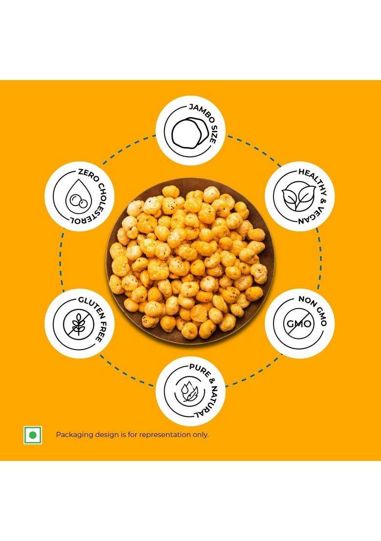 The Krish Roasted And Flavoured Jumbo Makhana |Barbeque | Namkeen Snacks & Puffed Healthy Snack Cholesterol Free Gluten Rich In Protein Fiber Desi Ghee - 55G Jar - Indya