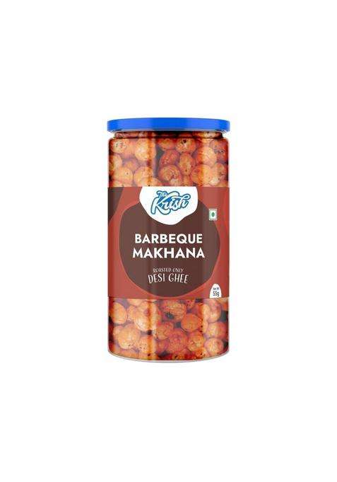 The Krish Roasted And Flavoured Jumbo Makhana |Barbeque | Namkeen Snacks & Puffed Healthy Snack Cholesterol Free Gluten Rich In Protein Fiber Desi Ghee - 55G Jar