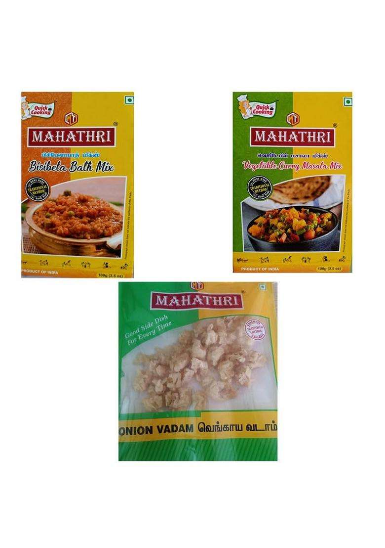 Mahathri Onion Delight: Bisibelabath (100G) + Vegetable Curry Masala Chilly - Indya