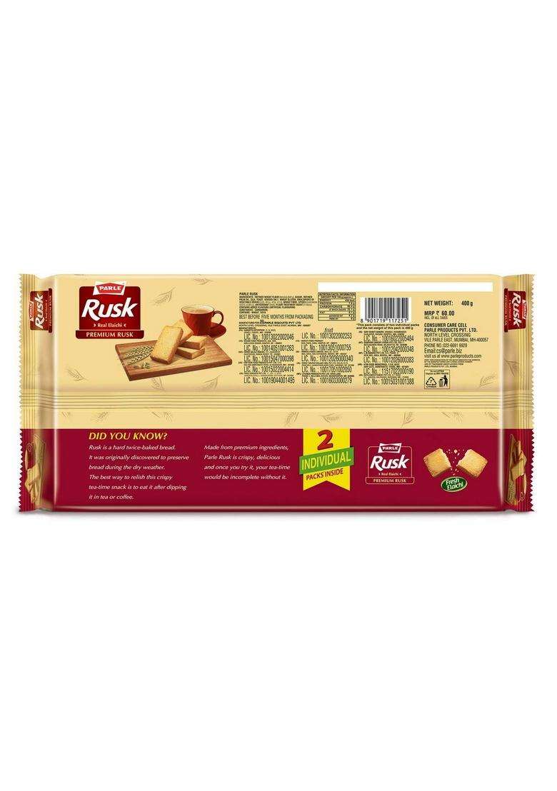 Parle Rusk Premium Elaichi Flavour, 400 Gram - Elaichi. - Indya