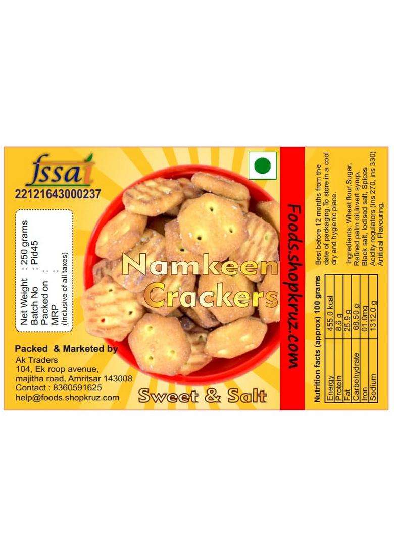 Foods.Shopkruz Combo Namkeen Crackers Hexo And Ajwain Biscuits In 2 Jar 250G Chotu Biscuit Pack - Indya