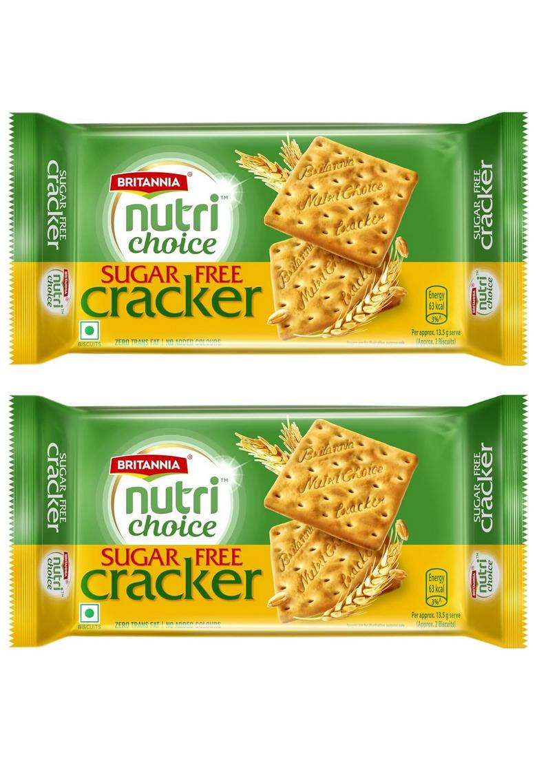 Truecart Britannia Nutrichoice Sugar Free Cracker Biscuits Pouch, 300 G (Pack Of 2) - Indya