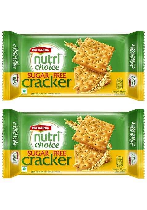Truecart Britannia Nutrichoice Sugar Free Cracker Biscuits Pouch, 300 G (Pack Of 2)