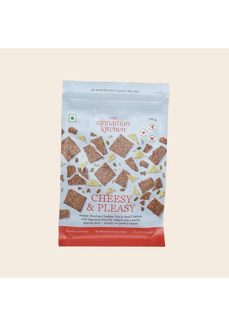 The Cinnamon Kitchen Cheddar, Nut & Seed Crackers (100 G) | Gluten Free Organic, Pcos Friendly Snack, 100% Natural, Seen On Shark Tank - Crunchy Crispy Baked And Not Fried - Indya