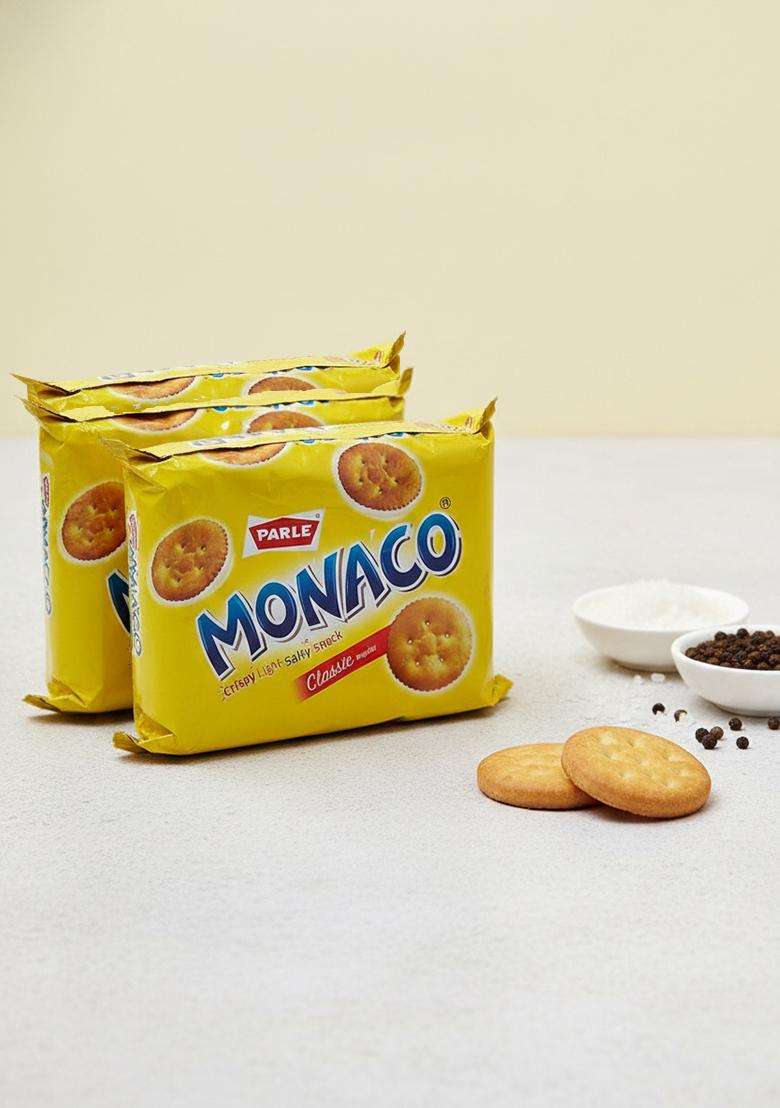 Parle More Combo - Monaco Salted Biscuits Classic Regular, 200G (Pack Of 3) Promo Pack - Indya