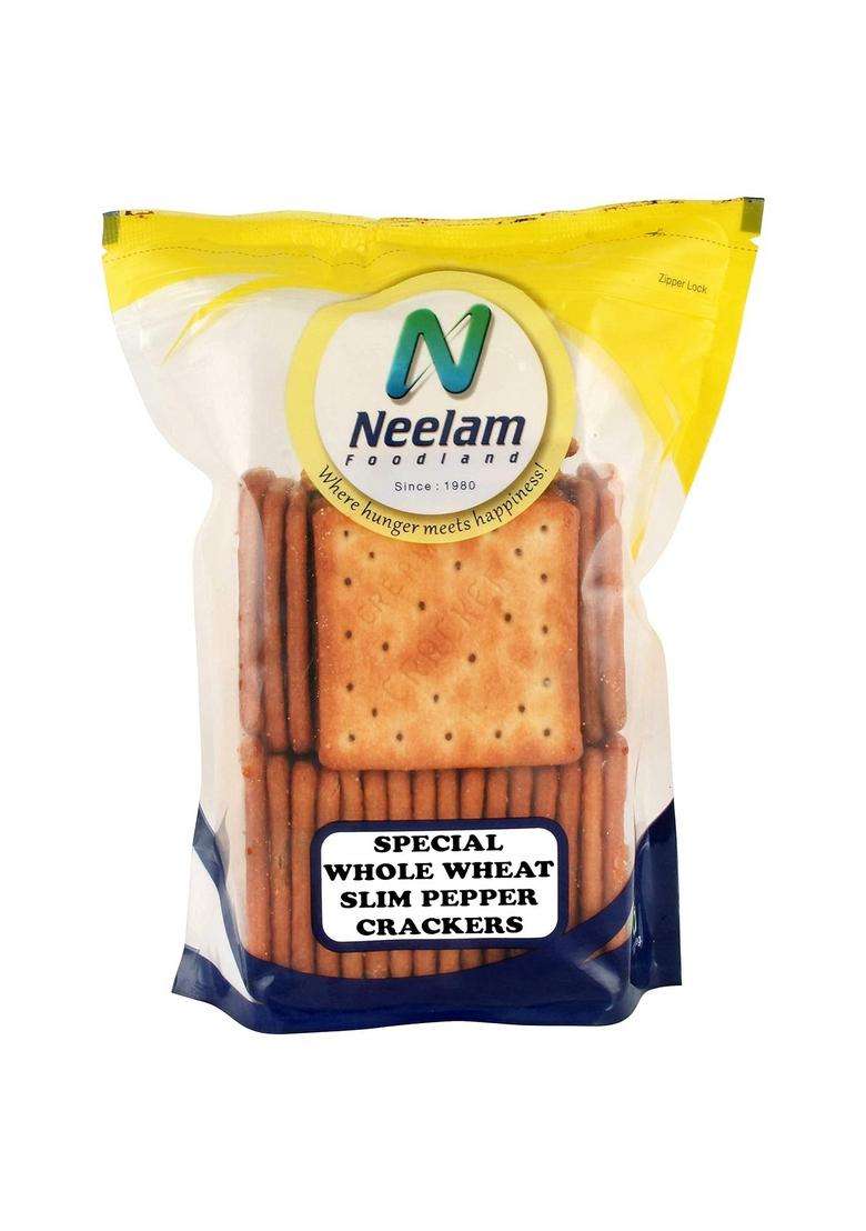 Neelam Foodland Special Whole Wheat Slim Pepper Crackers - Indya