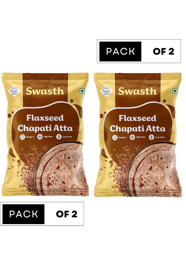Swasth Flaxseed Chapati Atta -Omega -3 -High Fibe C-Low Carbs |High Protein&Fibre|Diabetic Friendly |For Weight Loss - Indya