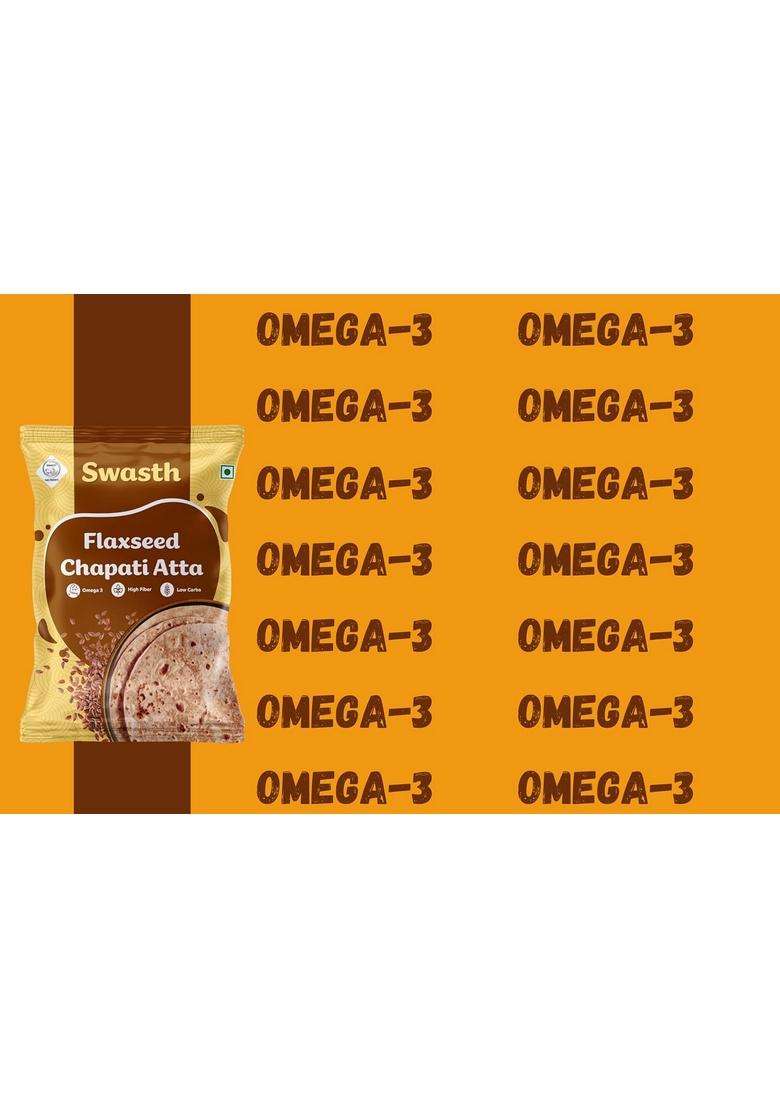 Swasth Flaxseed Chapati Atta -Omega -3 -High Fibe C-Low Carbs |High Protein&Fibre|Diabetic Friendly |For Weight Loss - Indya