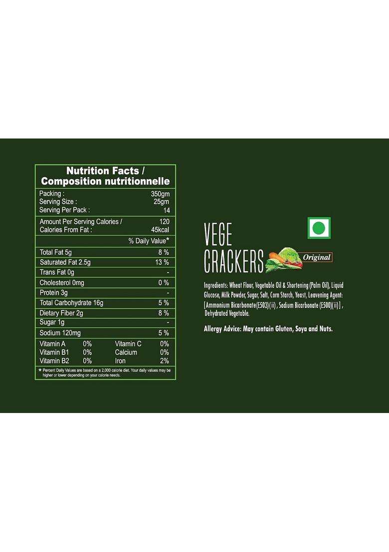 Sapphire Vege Crackers, 350G - Indya