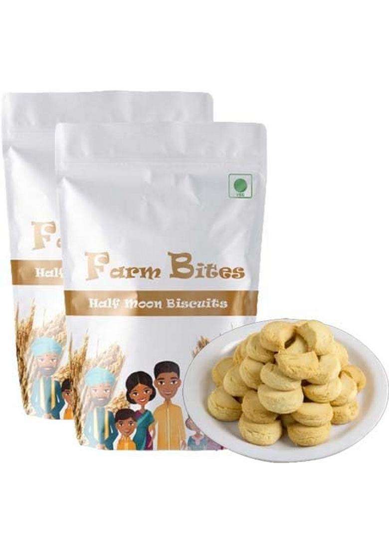 Hungry Beast Farm Bites - Homemade Freshly Baked Moon Biscuits | Chandh Crispy Half 100 Grams (Pack Of 2) - Indya