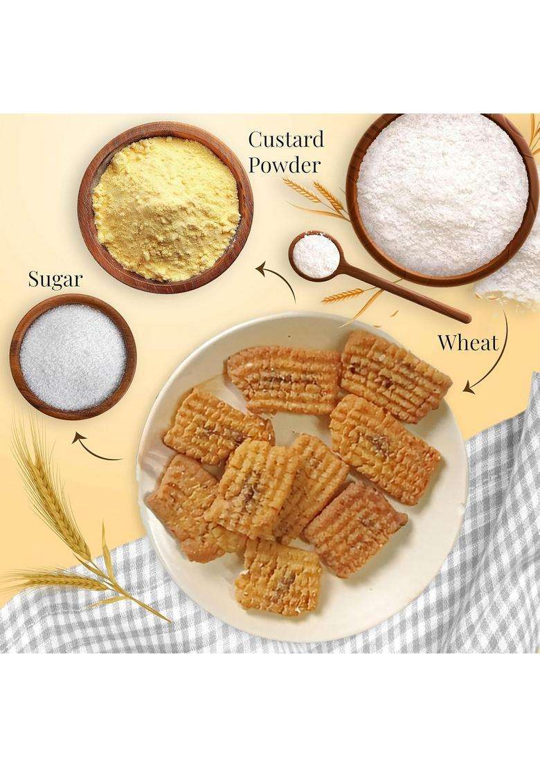 Thakar Atta Cookies Biscuits 400G | Crispy & Buttery Texture Ideal Tea Time Snack Homemade Taste, Bakery Fresh Premium Handmade Whole Wheat Gluten-Free, No Maida, Palm Oil-Free Healthy Diabetic-Friendly Snack. - Indya