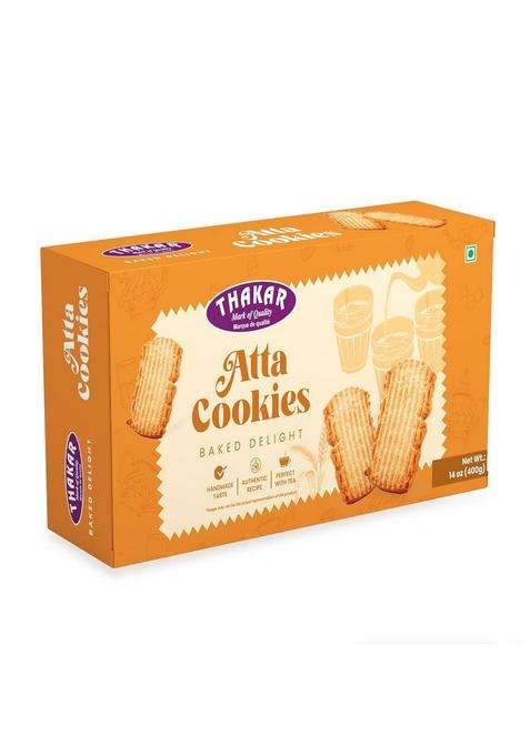 Thakar Atta Cookies Biscuits 400G | Crispy & Buttery Texture Ideal Tea Time Snack Homemade Taste, Bakery Fresh Premium Handmade Whole Wheat Gluten-Free, No Maida, Palm Oil-Free Healthy Diabetic-Friendly Snack.