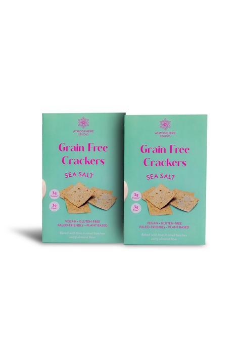 Atmosphere Studio Almond Crackers - Grain Free Guilt With A Touch Of Salt, Tasty Healthy Snacks, Gluten-Free Snacks (Sea Salt), 120 Grams, Pack 2