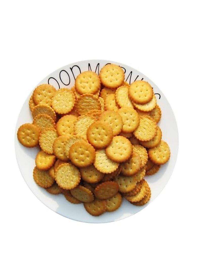 Hungry Beast Farm Bites - Home Made Fresh Small Round Shaped Salt Biscuits | Tea Time Snacks Crispy Crackers (100 Grams) - Indya