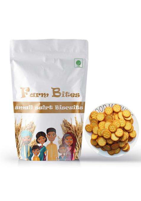 Hungry Beast Farm Bites - Home Made Fresh Small Round Shaped Salt Biscuits | Tea Time Snacks Crispy Crackers (100 Grams)