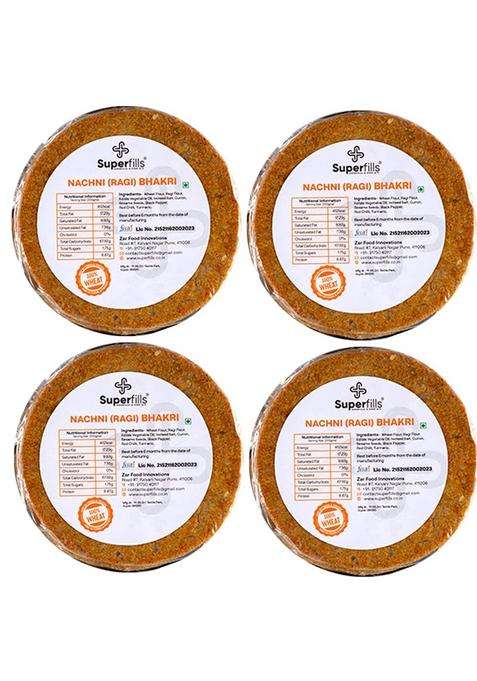 Superfills Roasted Bhakri With Nachni Ragi Diet Weight Loss Snack Ready To Eat Wheat Crisps 100 Percent Whole High In Fiber Traditional Gujarati Chai Time 800 Gms (Pack Of 4)