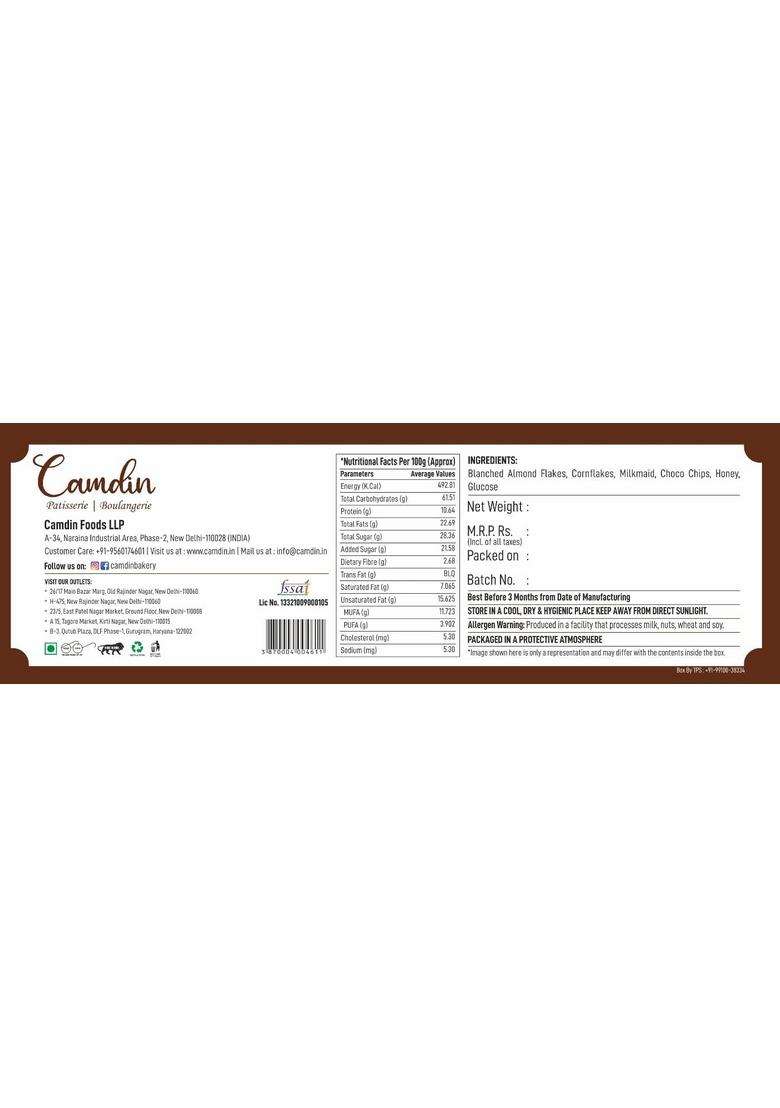 Camdin Almond Crunch Florentine 300 Gms | Gluten Free ( Pack Of 9 Pcs) - Indya