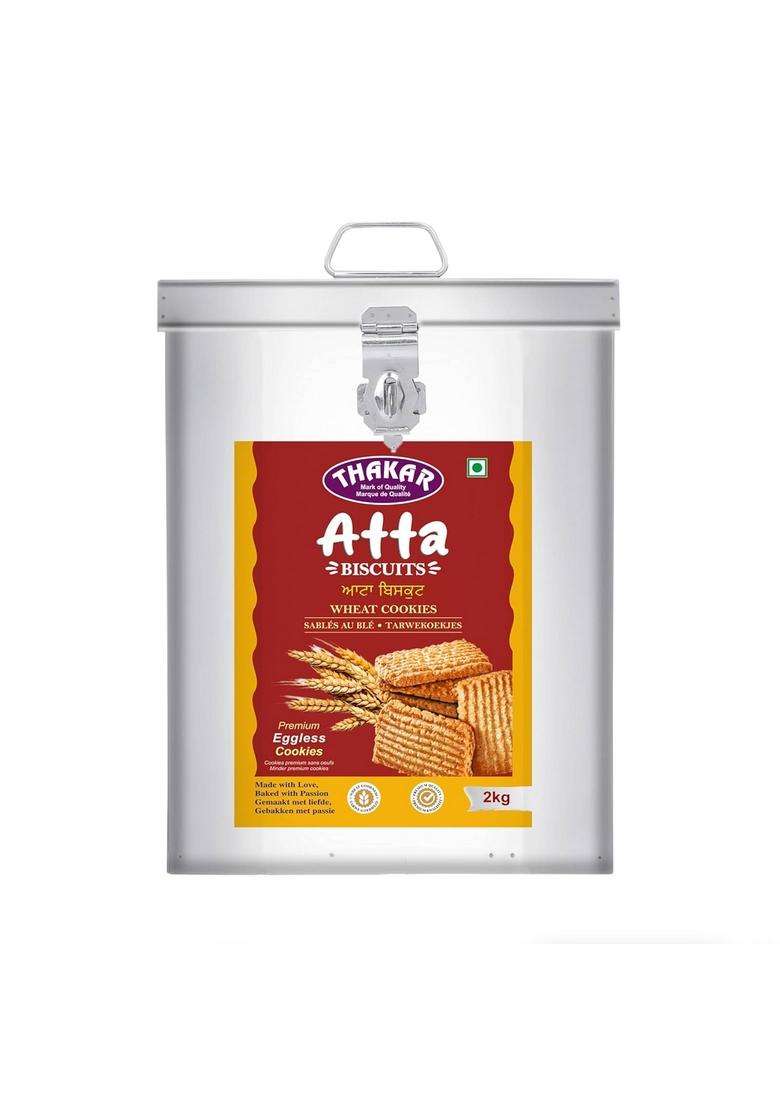 Thakar Atta Cookies Biscuits 2Kg | Crispy & Buttery Texture Ideal Tea Time Snack Homemade Taste, Bakery Fresh Premium Handmade Whole Wheat Gluten-Free, No Maida, Palm Oil-Free Healthy Diabetic-Friendly Snack. - Indya