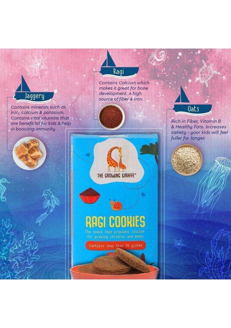 The Growing Giraffe Cookies & Nutrition Bars Combo-Delicious, Healthy Nutritious Snacks For Whole Family Gifting (Ragi - 160G, Honey Oats Cookies-160G, Cacao Peanut Butter Bars-160G), 480 Grams(Pack Of 3) - Indya