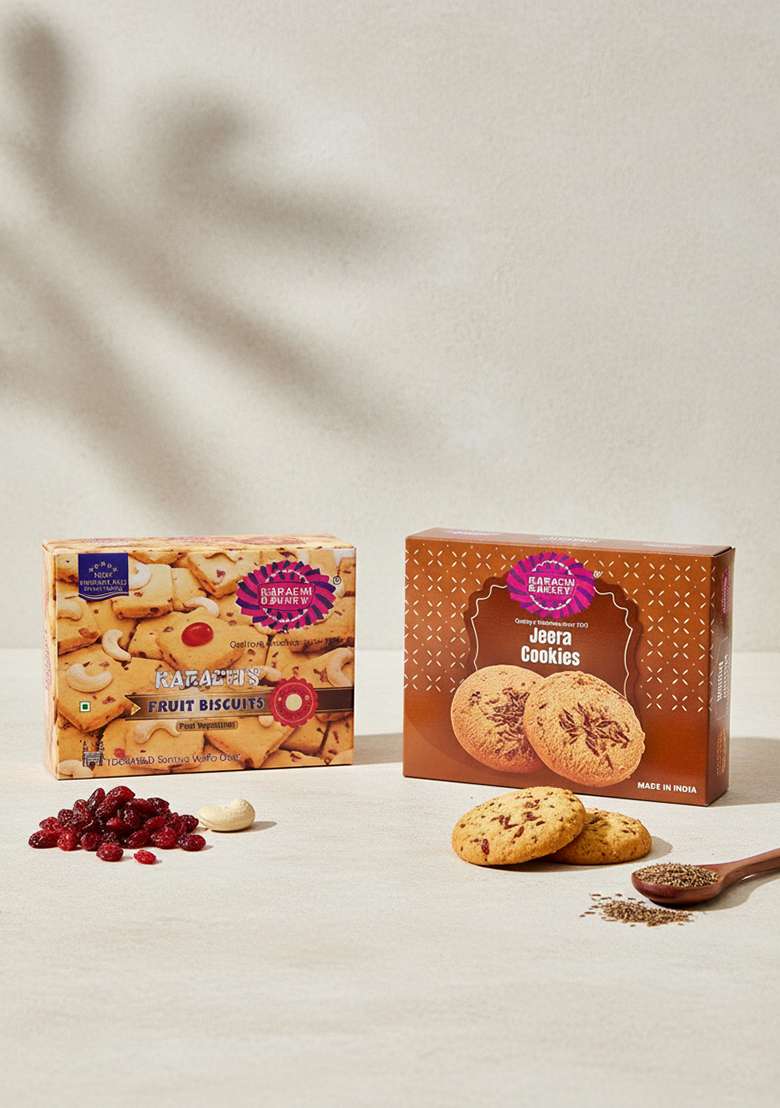Karachi Bakery Fruit Biscuit - Premium, 400 G Jeera Cookies,400Gm - Indya