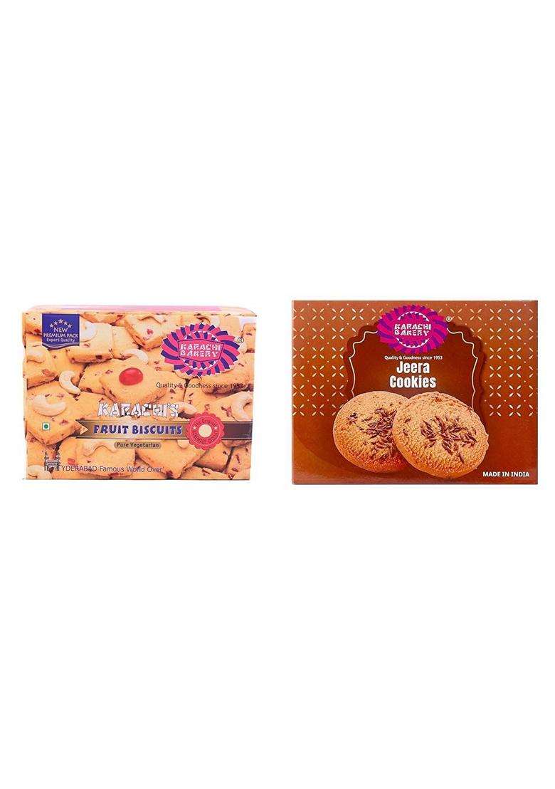 Karachi Bakery Fruit Biscuit - Premium, 400 G Jeera Cookies,400Gm - Indya
