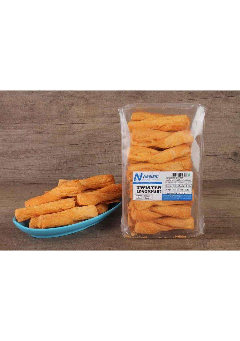Neelam Foodland Twister Long Khari, Traditional Indian Crispy Pastry Snack, 400G - Indya