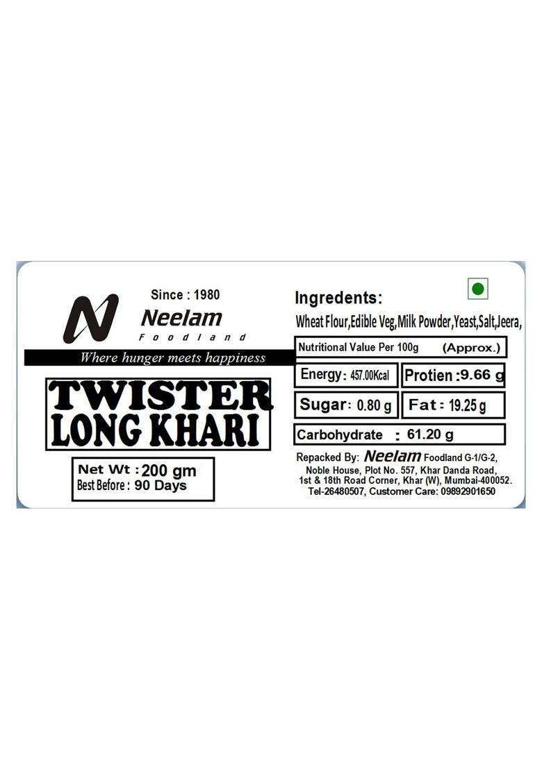 Neelam Foodland Twister Long Khari, Traditional Indian Crispy Pastry Snack, 400G - Indya