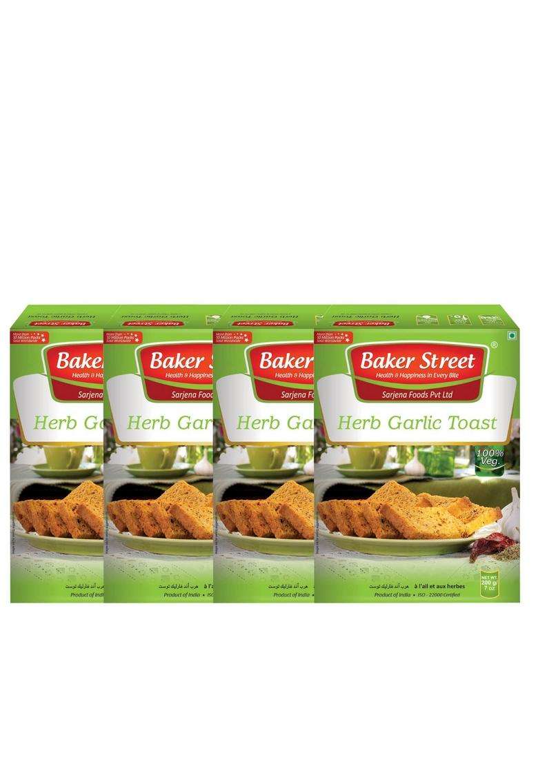 Baker Street Herb Garlic Toasties 200Gms*4 (Pack Of 4) - Indya