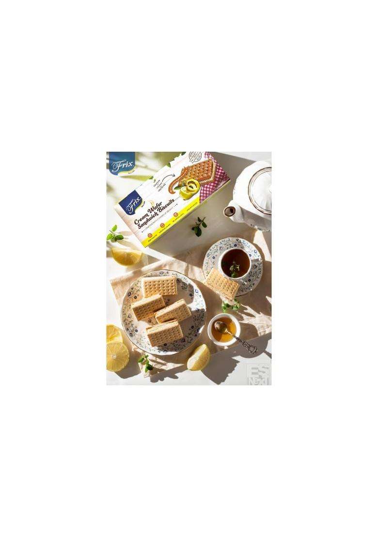 Esnext Frix Lemon Cream Sandwich Wafers Biscuits | Flavoured Cracker 3 Layer (An Original Recipe) - 160G (Pack Of 3) - Indya