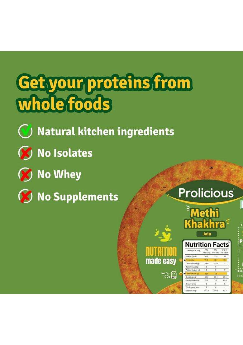 Prolicious High Protein & Fiber Khakhra Combo | No Maida Palm Oil Natural Plant Based (170 Grams Each, Pack Of 4) - Indya