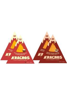 Svaras Krachos - Khakhra X Nachos (Roasted) African Peri Cheesy Garlic Dip, Mexican Smoked Chipotle Sweet Onion Dip (65G Pack Of 4)