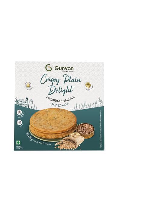 Gunvan Khakra Light, Crispy & Spiced Snack | Perfect For Tea-Time Anytime Munching 200G (Pack Of 1, Plain Delight Khakra)