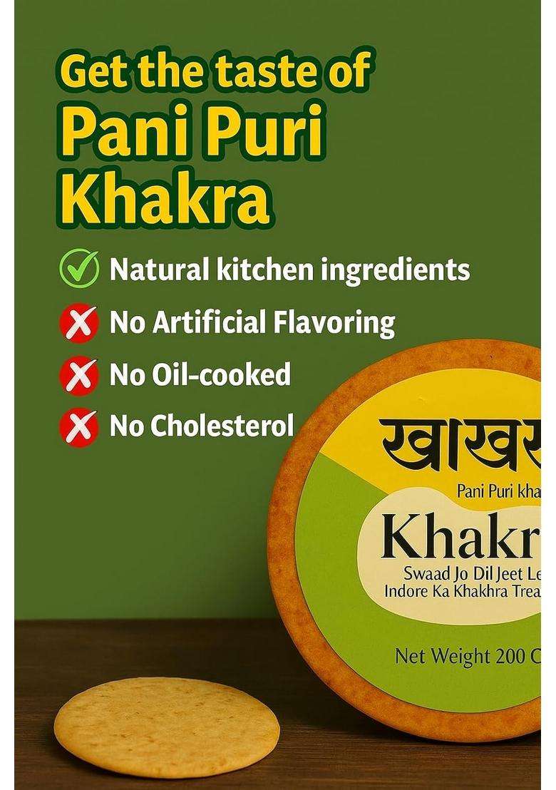 Malvas Food Khakhra Ready To Eat Delicious Crispy & Crunchy, Healthy Anytime Snack | Gluten Free Instant Snacks All Time Favourite Indian (200 G (Pack Of 1), Pani Puri Khakra) - Indya