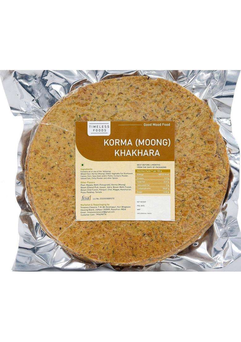 Timeless Food Korma Khakhra 800G | Healthy Moong Dal Traditional Gujarati Breakfast Snack - Indya