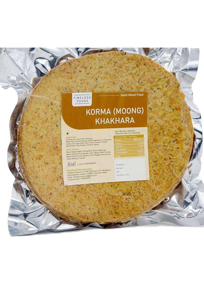 Timeless Food Korma Khakhra 800G | Healthy Moong Dal Traditional Gujarati Breakfast Snack - Indya