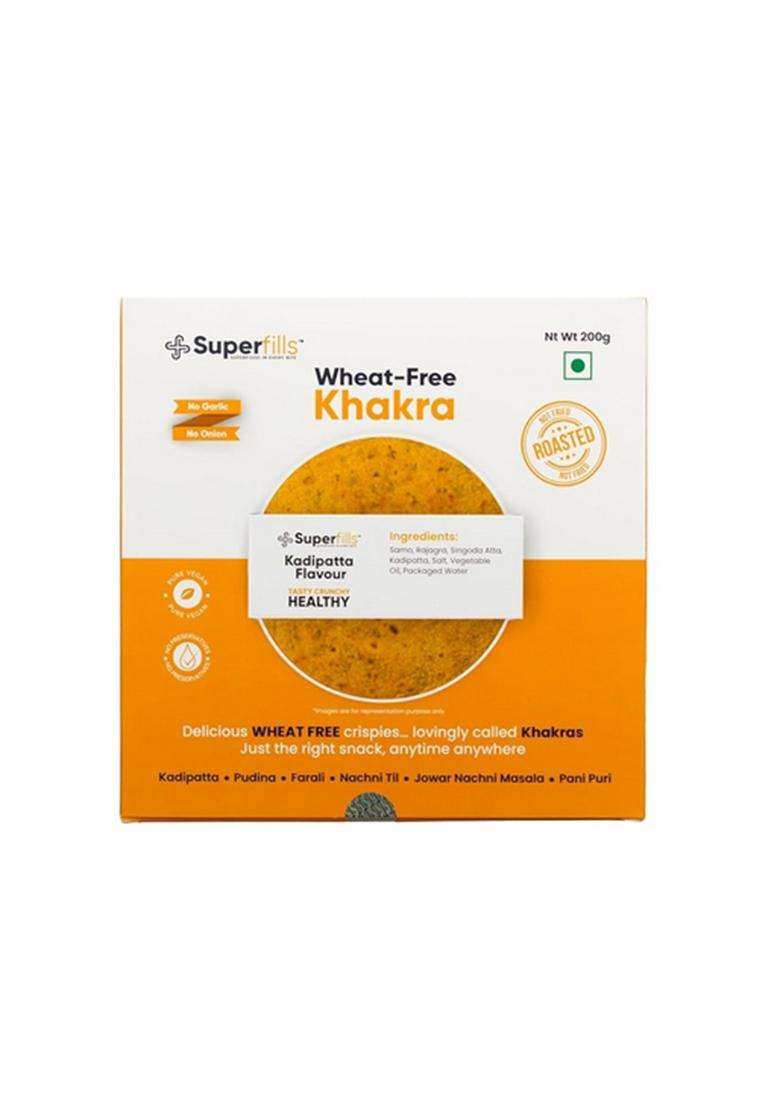 Superfills Wheat-Free Khakra Kadipatta Diet Snack Weight Loss High In Protein & Fiber Ready To Eat Roasted Traditional Gujarati Handmade No Garlic Onion Chai Time (Khakhra-Kadipatta_200Gm, Pack Of 2) - Indya