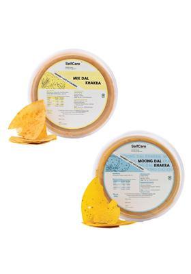 Selfcare By Suman Agarwal Ajwain Moong Dal Khakhra & Mix - (Combo Pack) 250G Each | Roasted-Crackers-Namkeen-Grocery Crispy Chatpata Tae Time Gluten Free Jain Travel Friendly