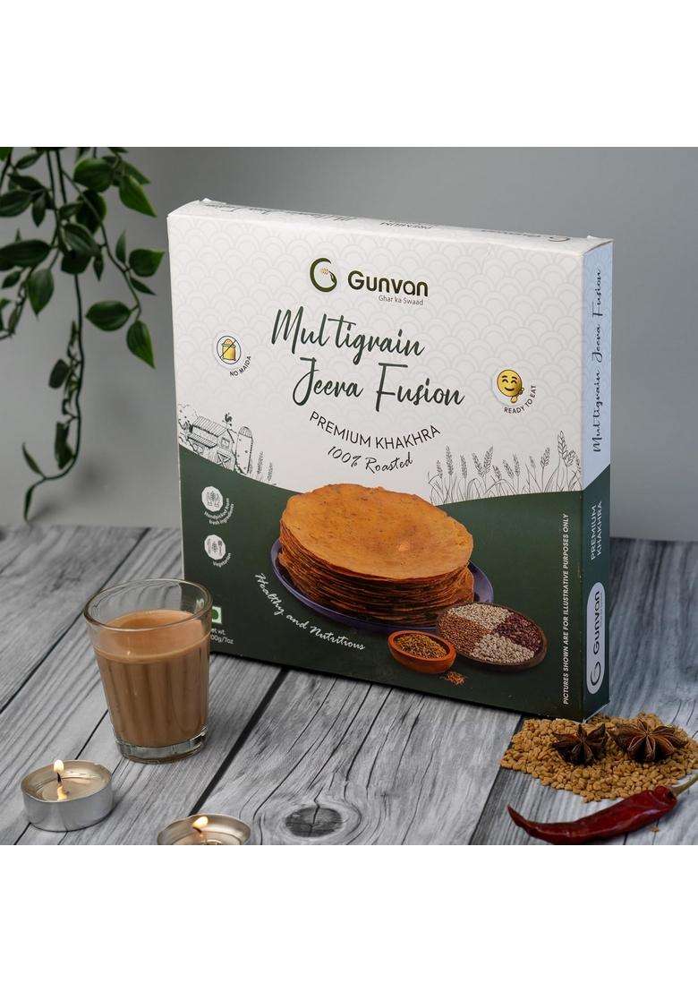 Gunvan Multigrain Jeera Fusion Khakhra Healthy & Crispy Roasted Snack | High-Fiber, Diet-Friendly Indian Tea-Time 200G Pack - Indya