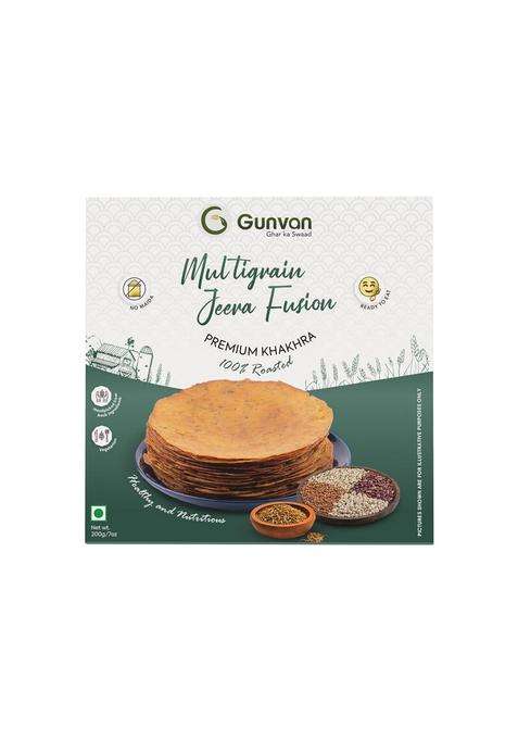 Gunvan Multigrain Jeera Fusion Khakhra Healthy & Crispy Roasted Snack | High-Fiber, Diet-Friendly Indian Tea-Time 200G Pack
