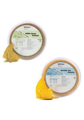 Selfcare By Suman Agarwal Ajwain Moong Dal Khakhra & Green Gram - (Combo Pack) 250G Each| Roasted-Crackers-Namkeen-Grocery | Crispy Chatpata Tae Time Gluten Free Jain Travel Friendly