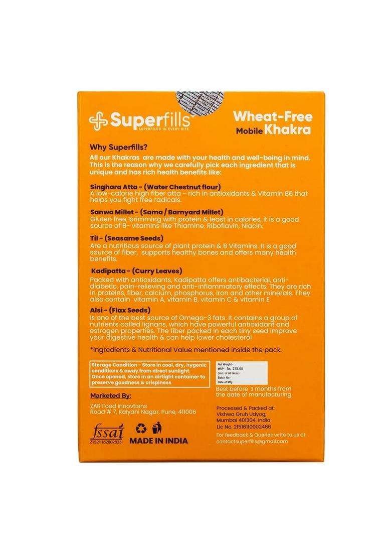 Superfills Mobile Khakra Ready To Eat | 100% Natural Ingredient |Gujarati Healthy Snack Wheat -Free No Garlic & Onion Chai Time 480G (Pack Of 2)- 6 Flavors In A Pack - Indya