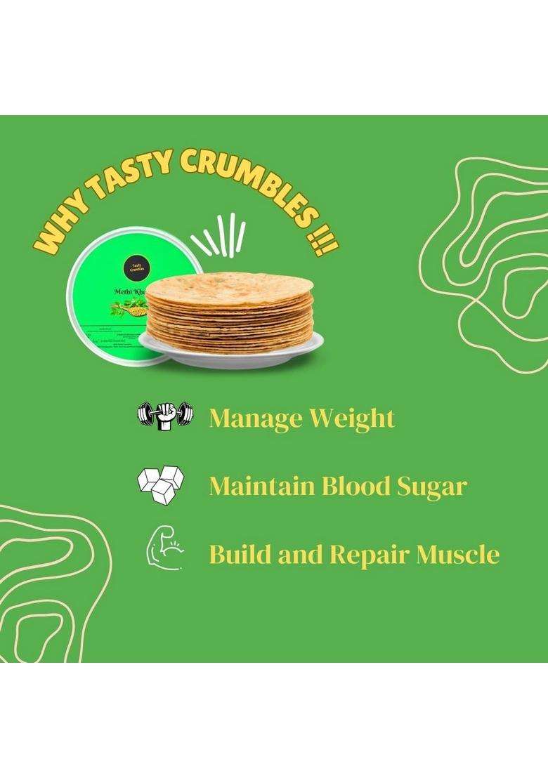Tasty Crumbles Methi Khakhra, Traditional Indian Snack, 400G, Pack Of 2 (Each 200G) - Indya