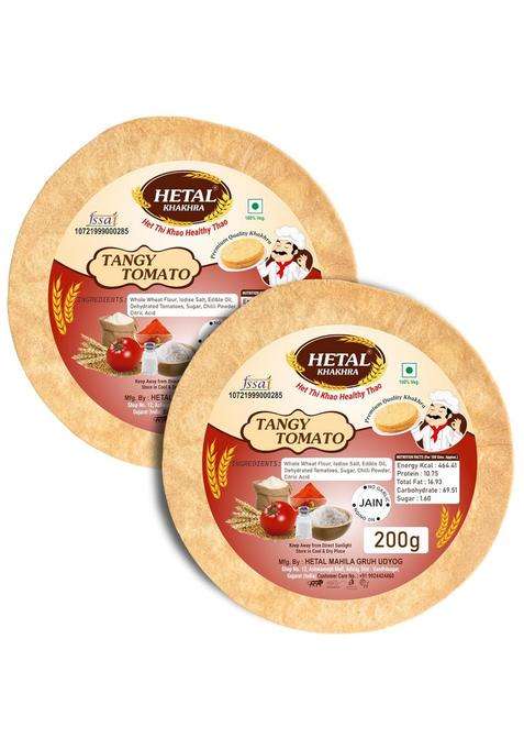 Hetal Khakhra Tengy Tometo Khakhra|Ready To Eat Snacks|Evening Time Snacks|Gujarati Healthy Snacks (Pack Of 2) 200 Gm In Each Pack