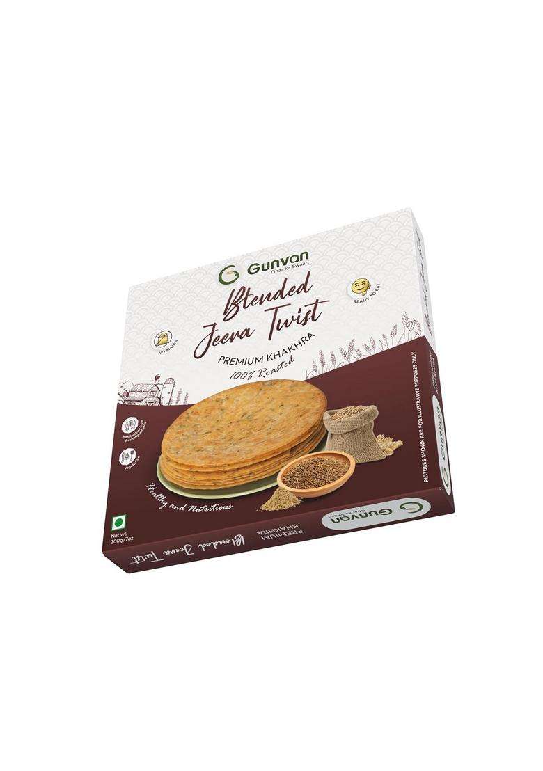 Gunvan Blended Jeera Twist Khakhra 200 Gm With Desi Gud Treat Bhakri 180 Crispy & Roasted Indian Snack | Infused Aromatic Cumin, Pack Of 2 - Indya